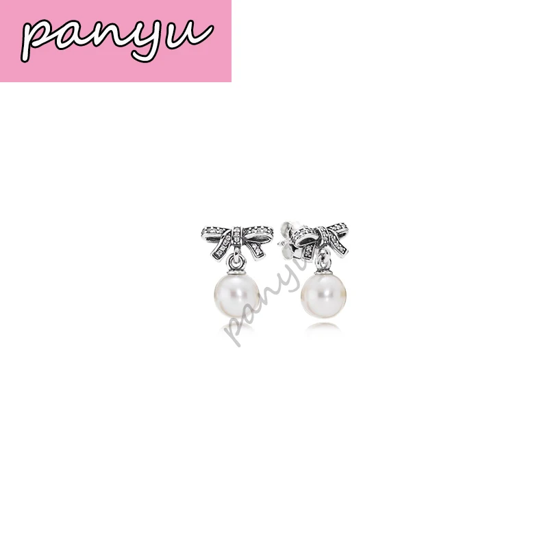 PAN Ear Nails Серебро 925 бабочка лук уха гвозди подходит для женского фестиваля DIY серьги Шарм ювелирные изделия