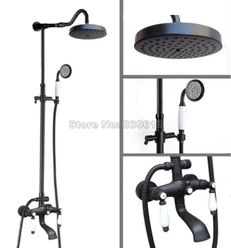 

7.7 inch Shower Head Rain Shower Faucet Set W / Classic Black Oil Rubbed Bronze Bathroom Wall Mounted Bath Tub Mixer Tap Whg648