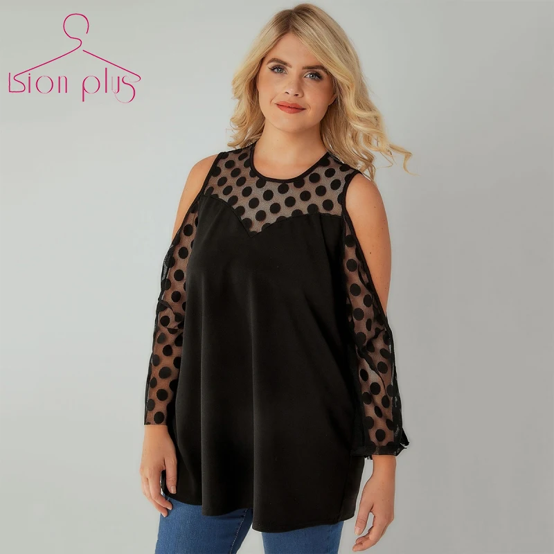 Модная футболка с разрезом на рукавах 5XL 6XL 7XL большие размеры 2017 узор в горошек
