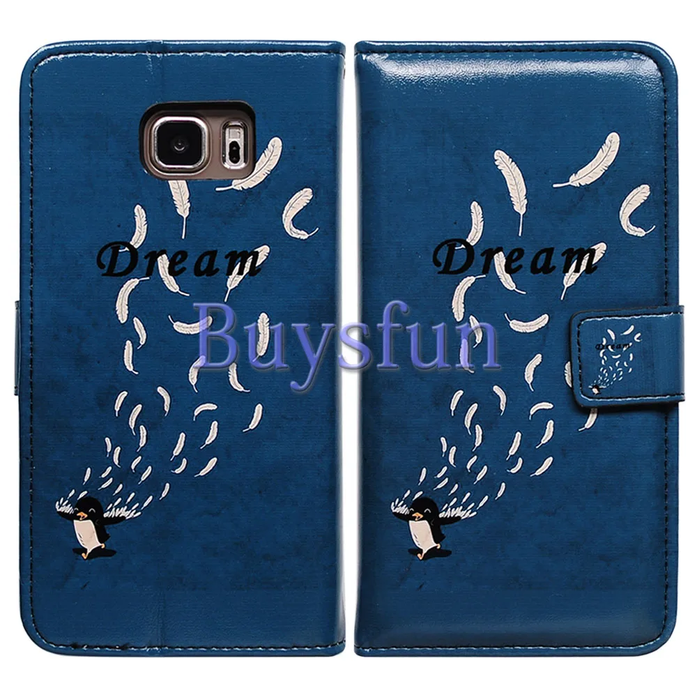 Bcov Black Penguin Feather Leather Wallet Cover Case For Samsung Galaxy S7 Edge 103022063 |