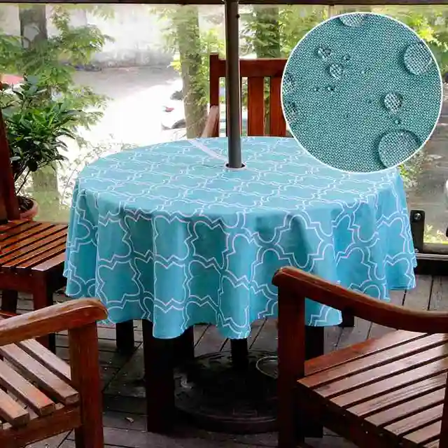 UFRIDAY Round Outdoor Umbrella Tablecloth Zipper Geometric Floral Table