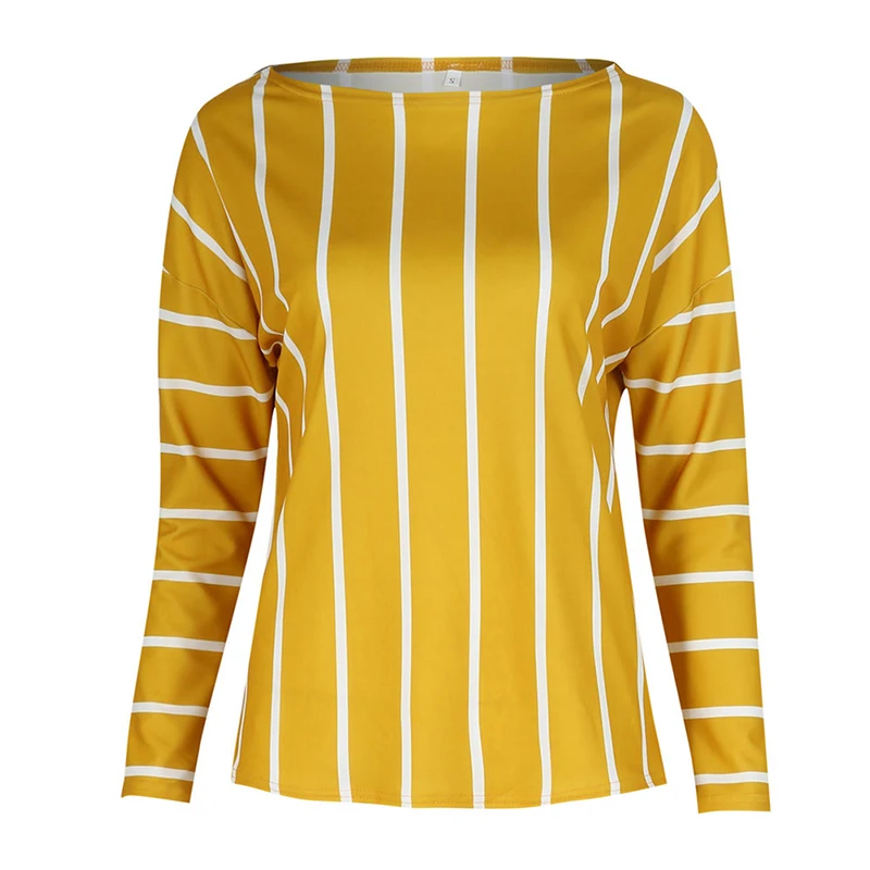 Casual Striped T Shirt Tops Women Off Shoulder Long Sleeve Tee Shirt Slash Neck Loose Sexy Cotton T-shirt 2 Colors