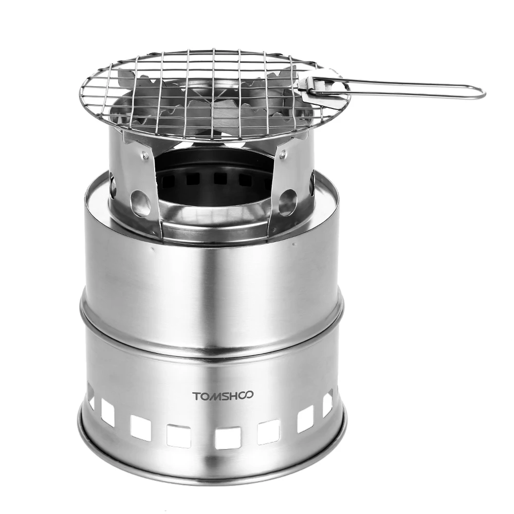 

TOMSHOO Folding Windproof Wood Stove Stainless Steel Alcohol Stove Outdoor Camping Stove for Hiking Backpacking Picnic BBQ