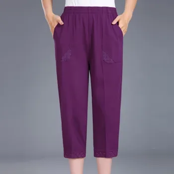 

Women Capris Pants Female Summer 2019 High Waist Pants Woman Candy Color Straight Plus Size 4XL Calf-Length Pants