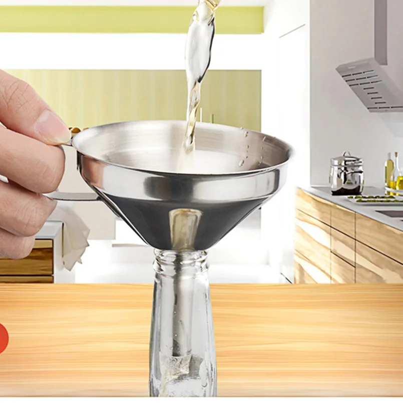 

1PC 12cm Stainless Steel Funnel Detachable Strainer Smooth Edge Wine Liquid Dispenser Hip Flask Hopper Recess Tube Beer Filter
