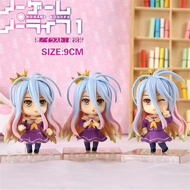 

Anime No Game No Life Figuras 3pcs/lot Nendoroid Game of Life Shiro Action Figure Toys Set Q Version