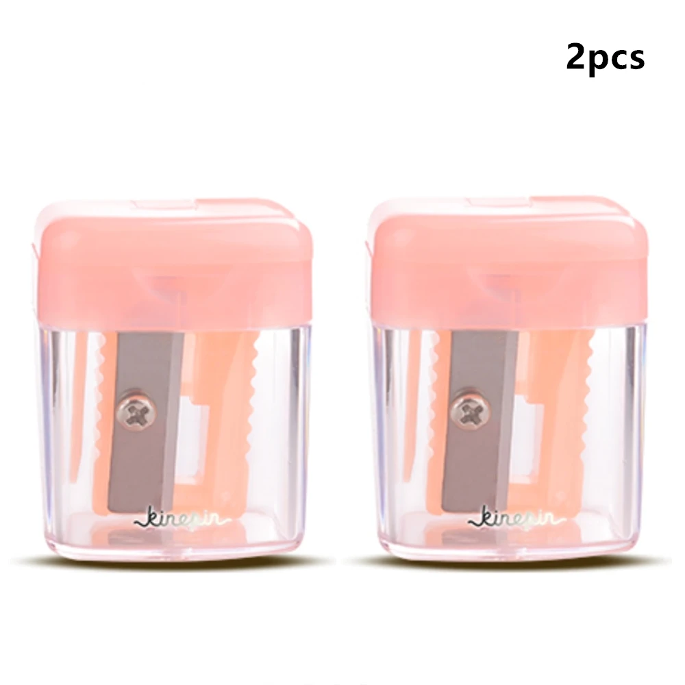 2pcs Розовый точильный карандаш для бровей+ глаз+ подводка для губ с одним отверстием мини-точилка для карандашей с контейнером инструменты для макияжа - Цвет: 2pcs