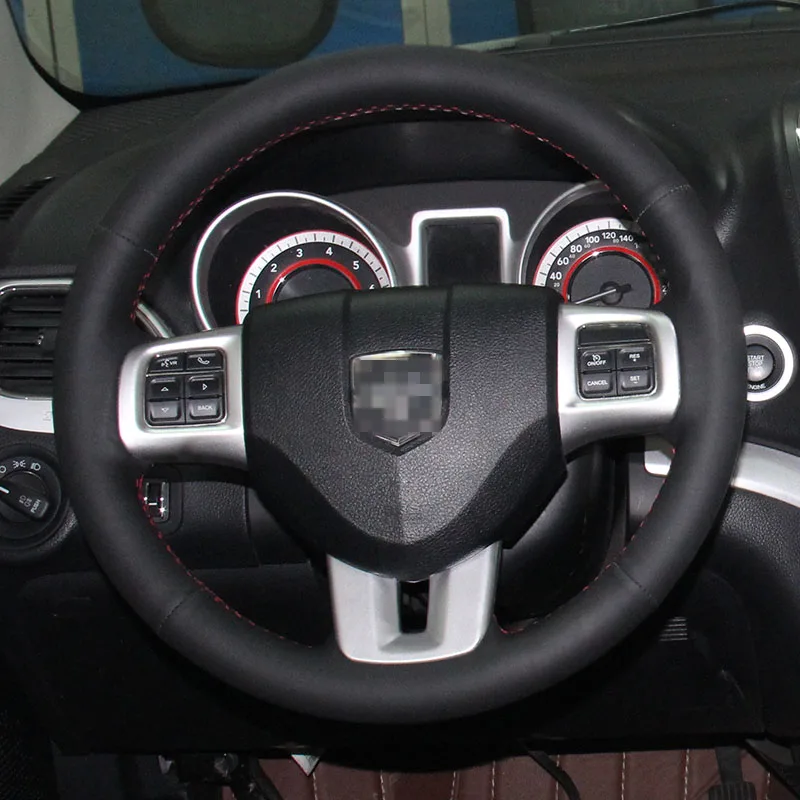 

New Anti Slip Black Leather Steering Wheel Stitch on Wrap Cover For Dodge JCUV