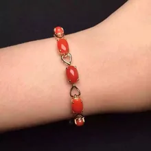 Натуральные красные коралловые браслет с драгоценными камнями, натуральный драгоценный камень, романтический элегантный круглый браслет в форме сердца, 925 серебряный браслет для девочки, свадебный подарок