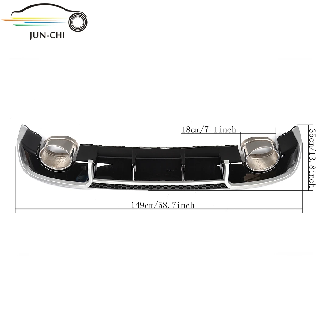 Черный заднего бампера для губ Диффузор с выхлопная система muffer сборки для Audi A3 стандарт хэтчбек 13-16 не Sline четыре розетки