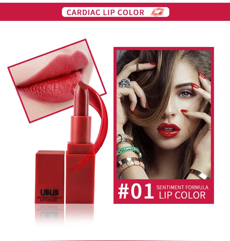 UBUB 5 Colors Lipstick Smooth Moisturizing Long-lasting Waterproof Lip Stick Brown Matte Lip Stick Nude Red Velvet Lipsticks Set (4)