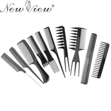 10pcs/set Hairdressing Comb Professional Hair Cutting Comb Set Tail Comb Black For Barber Hairdresser Styling Tools Salon