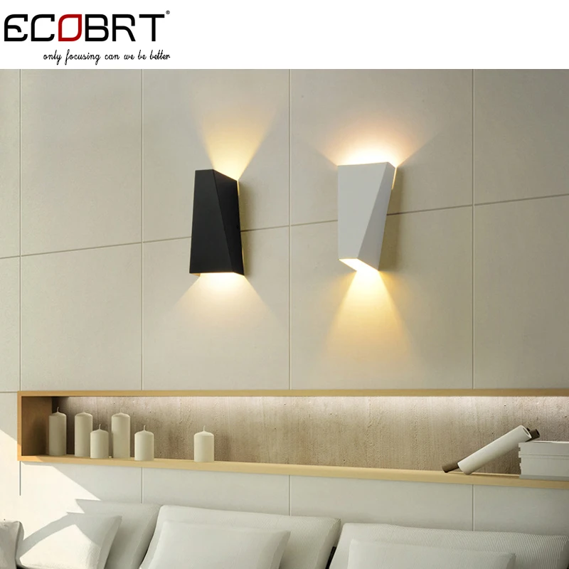 Indoor Brief Style LED Wall Lamps Modern Square Bedroom Up and Down Wall Lights Black / White ...