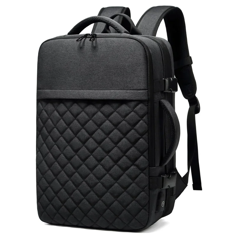 Дорожный мужской рюкзак, многослойный космический 15,6 дюймов, сумка для ноутбука, usb порт для зарядки, многофункциональные расширяемые рюкзаки a1811 - Цвет: 1811-2 Gray