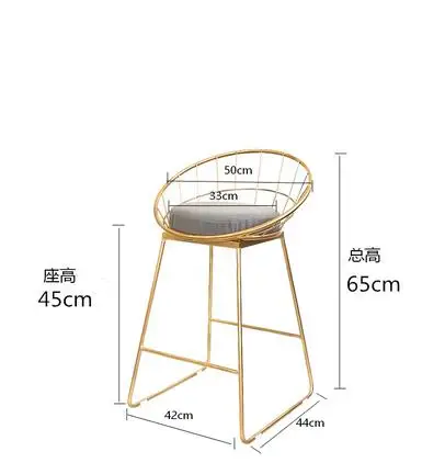 Барный стул современные ровные цилиндры стул Железный арт модный необычный стул индивидуальная спинка высоконогий стул - Цвет: 45cm