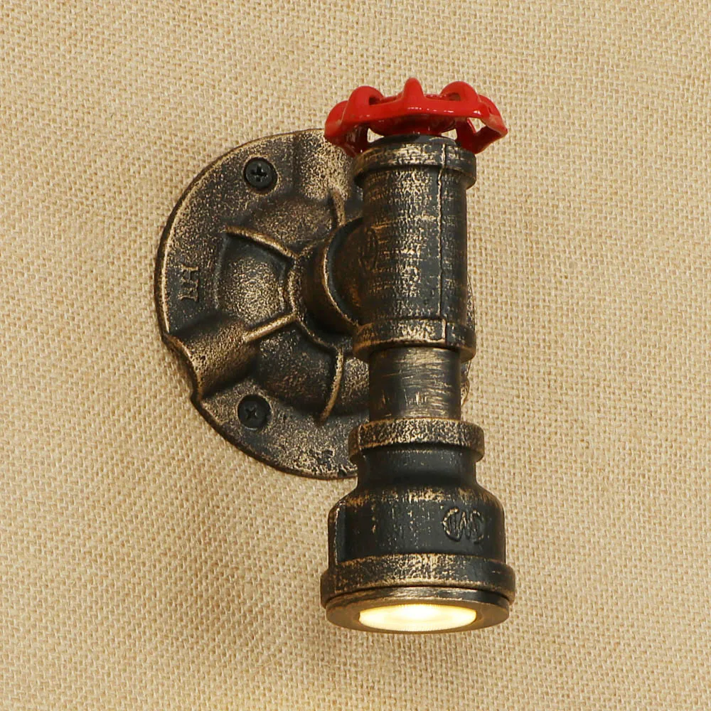 LED Loft Industrial American style iron rust Water pipe retro wall lamp