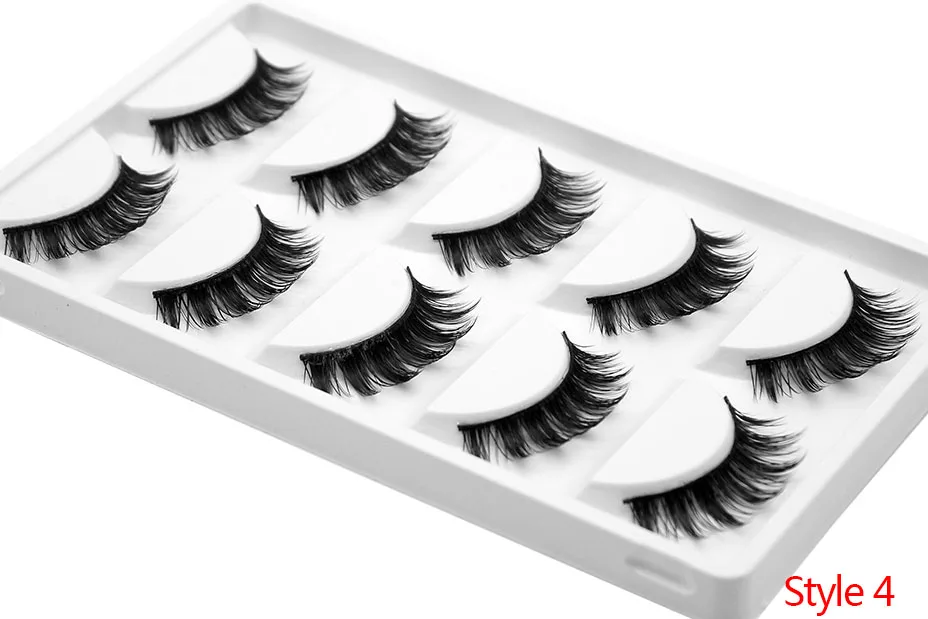 Kimcci 5 Pairs 6 Style Mink Lashes 3D Mink Eyelash Handmade Reusable Natural Faux Eyelashes Cruelty free False Lashes Cilia