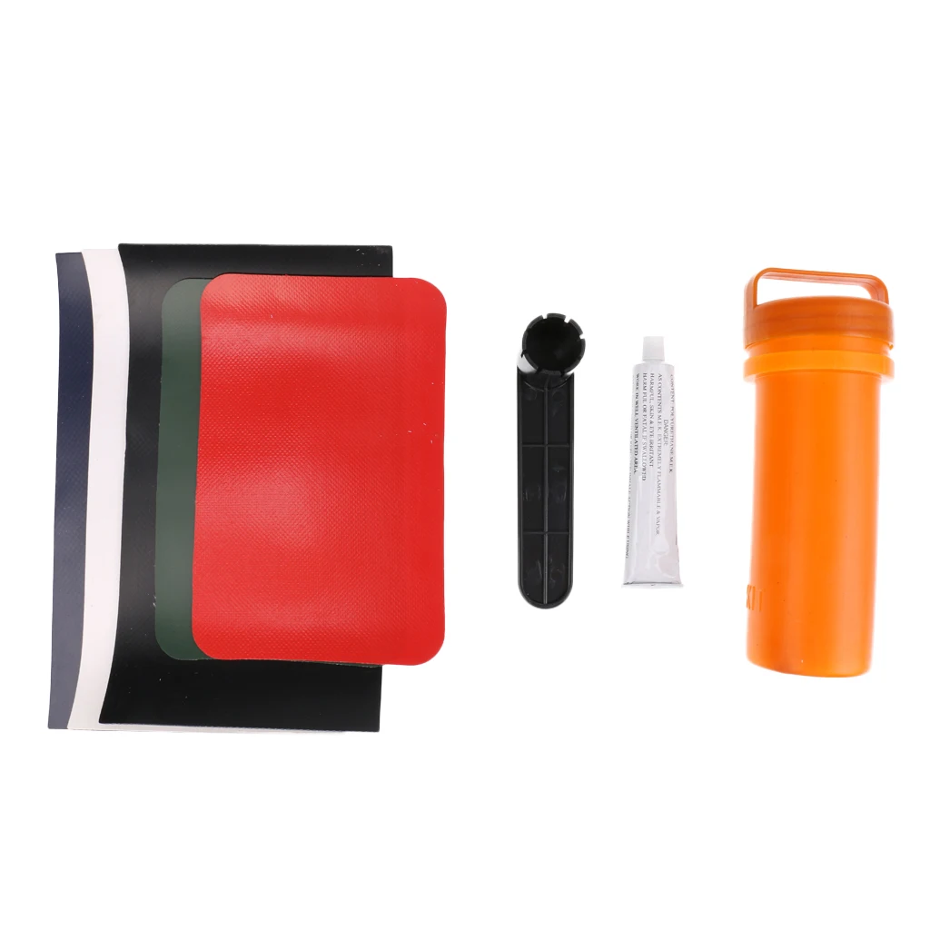 8Pcs/Set Inflatable Boat Canoe Kayak Dinghy Repair Kit PVC Patch Valve Wrench Glue Water Sports Surfing Sailing Replacement