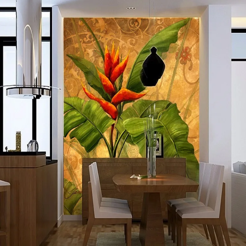 3D-Mural-Custom-Wallpaper-European-Oil-Painting-Banana-Leaves-Wall-Mural-Wallpapers-Living-Room-Entrance-Wall (3)
