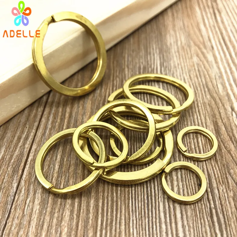 

HOT 100% Solid Brass FLAT Split Ring 12/15/20/25/30/35mm Keyring connector Keychain Holder jewelry DIY free shipping 10 pieces