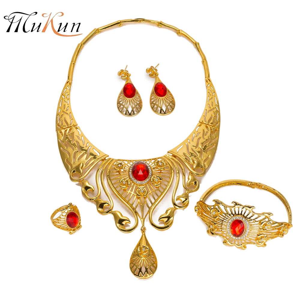 

MUKUN Nigerian Wedding Jewelry luxury dubai jewelry sets customer design 2018 african beads jewelry set Bridal party Accessories