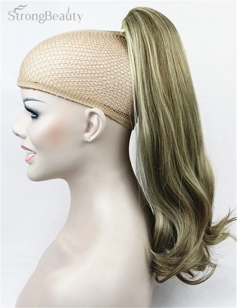 StrongBeauty 45cm Synthetic Long Ponytail Clip In Pony Tail Hair Extension Clip On Hair Piece Straight Style 17 Color