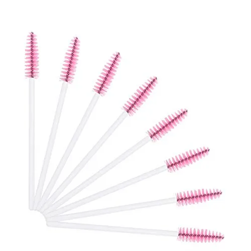 100Pcs Disposable Mascara Wands Eyelash Extension Brush Applicator Spoolers Eye Lashes Cosmetic Cleaning Brush 5 Colors - Handle Color: pink
