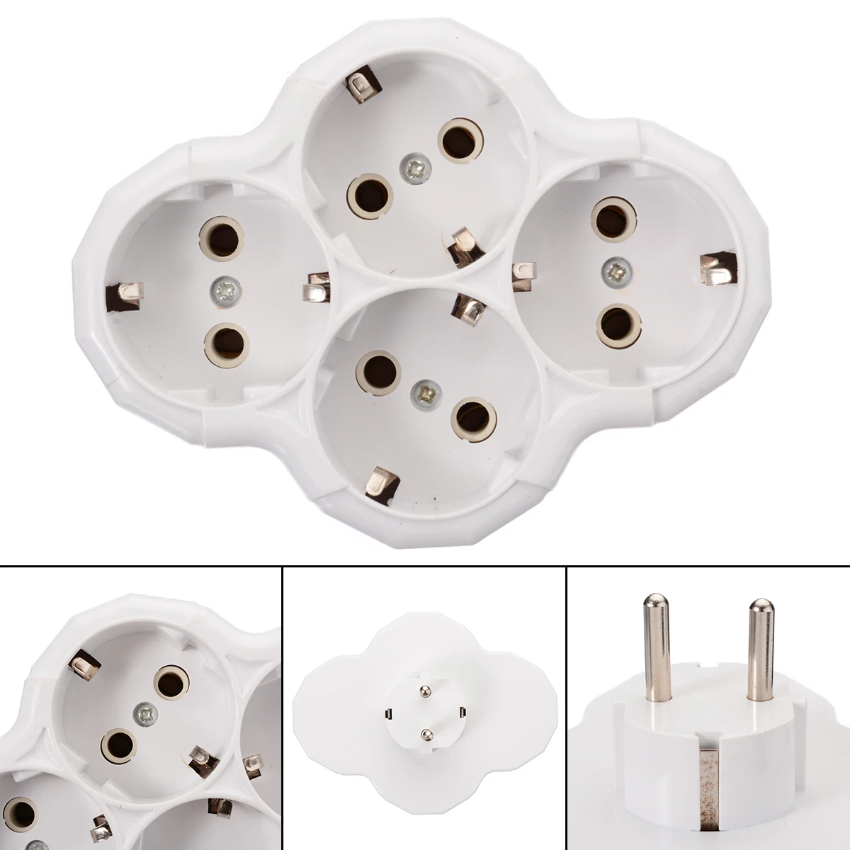 

White EU European Type Conversion Plug 1 TO 4 Way German Standard Power Adapter Socket 16A Travel Plugs AC 110-250V