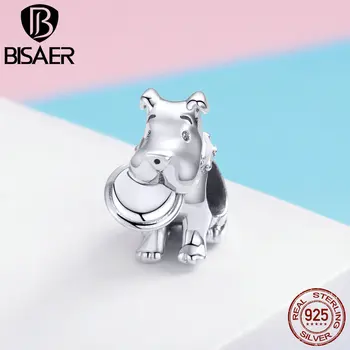 

BISAER 925 Sterling Silver Dog Doggy Puppy Hound Beads fit Bracelet DIY Beads for Silver 925 Jewelry Making ECC951