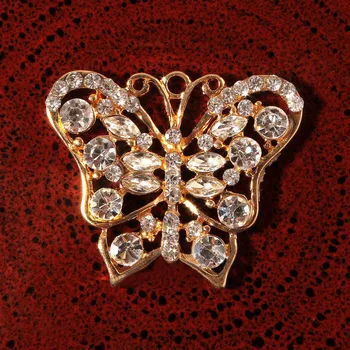 

30pcs/Lot 29x33MM Butterfly Shape Rhinestone Button DIY Phone Case Decoration Metal Flatback Embellishment Hair Band Decoration