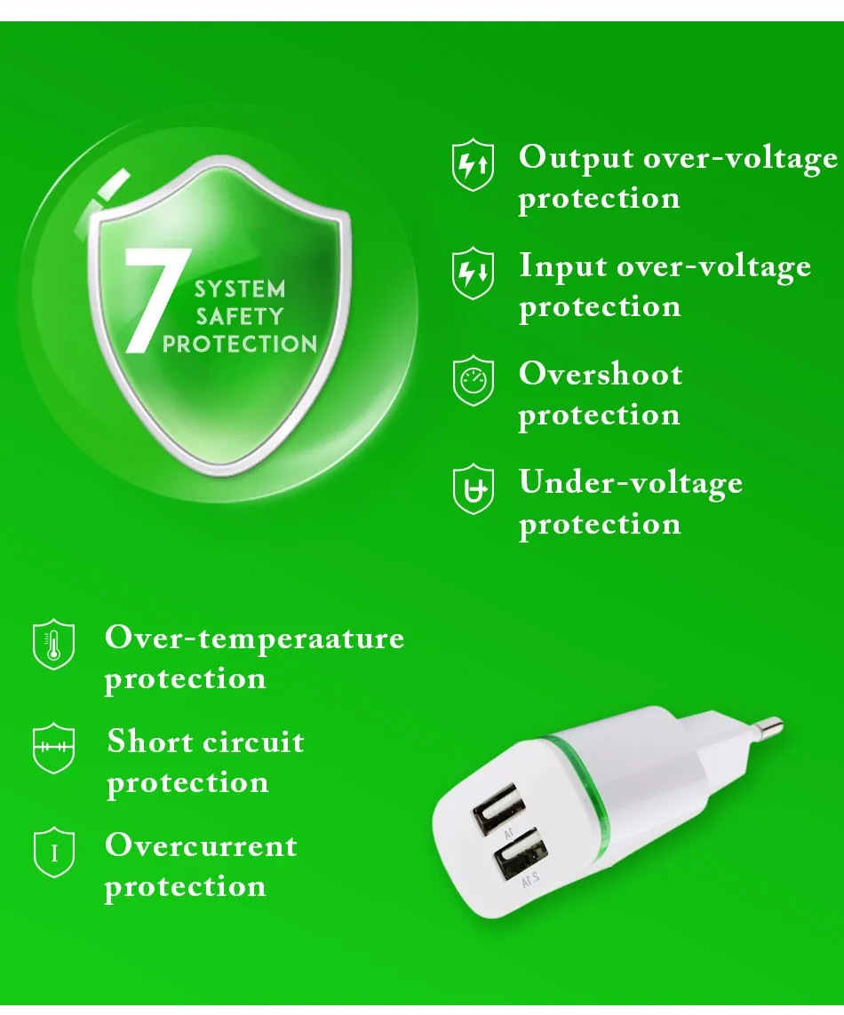 ESVNE с 2 портами(стандарт Зарядное устройство 5 V 2.1A ЕС переходник стены для скоростного мобильного телефона Зарядное устройство для iPhone 5 6 7 IPad Tablet Samsung Xiaomi зарядки