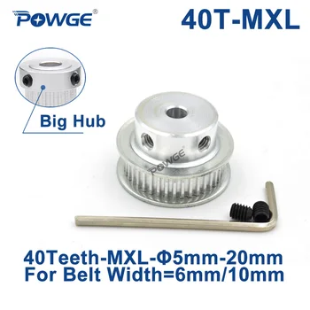 

POWGE Inch 40 Teeth MXL Timing pulley Bore 5/6/6.35/8/10/12/14/15/16/17/20mm for width 6mm 10mm MXL Synchronous Belt 40teeth 40T