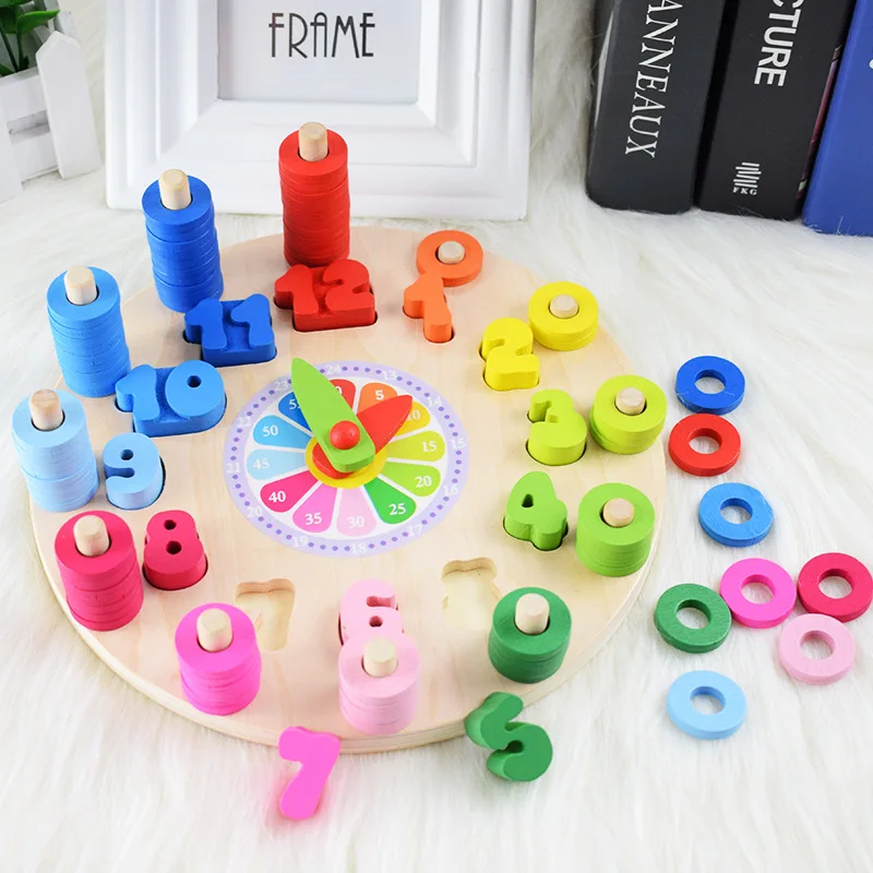 

Wood Educational learning education Creative shape matching jigsaw puzzle for children's wooden counting blocks kids toys