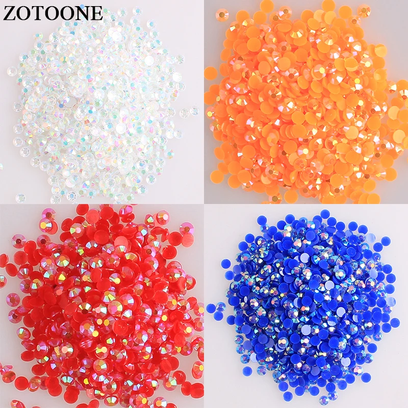 

ZOTOONE Flatback Glue On Rhinestones Applique Crystal Clear AB Non Hotfix Nail Rhinestoens For Nails 3D Nail Art Decoration Gems