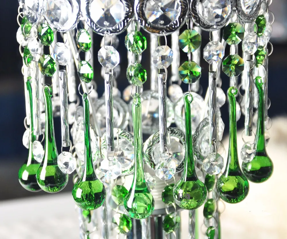 6pcs/lot 20*80mm Green Glass Crystal Prism Raindrops with Octagonal