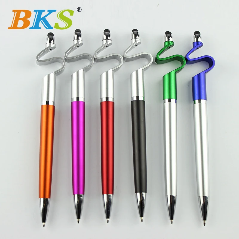 

Twist Action Rubber Ball Pen for Cellphone New Design Colored Barrel Print Client Logo Phone Holder PEN 30pcs
