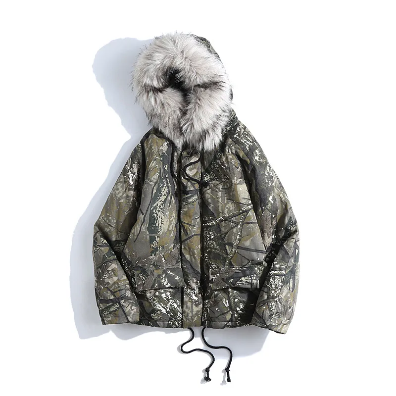 

Cana New Arrival 2018 Supre Winter Cotton Clothes Brand Day Snow Mountain Cap Suit Pattern Short Hooded Loose Casual Parka Men