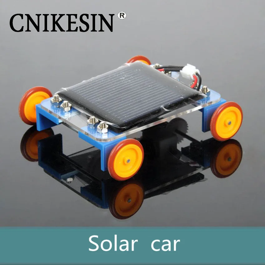 CNIKESIN DIY Kit Educational Solar Power Toys Car DIY Yellow Wheel