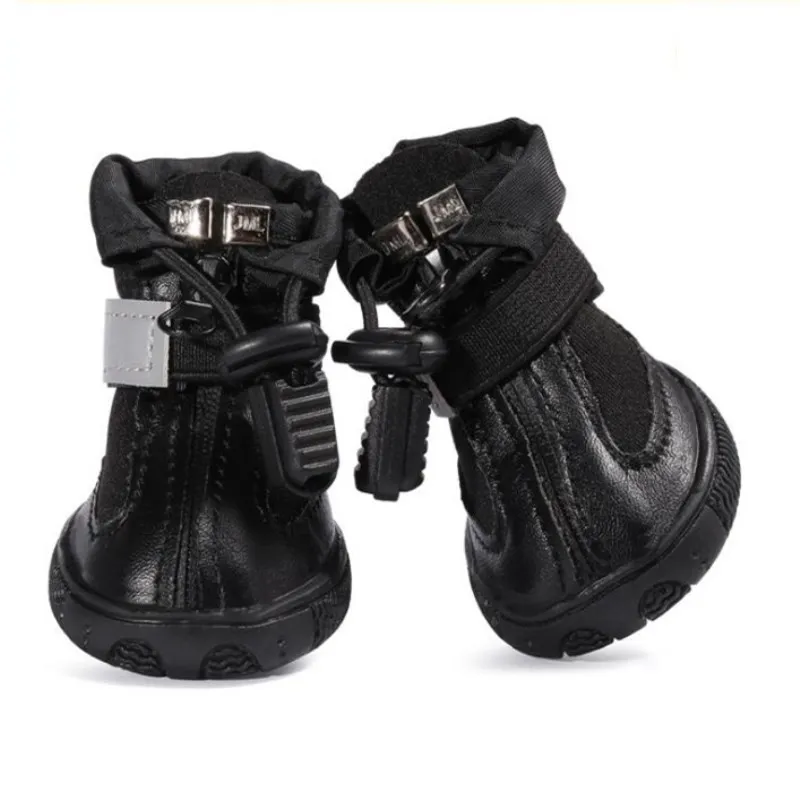 PUPISHE/зимняя теплая Уличная обувь для больших собак; нескользящие ботинки для больших собак среднего и большого размера; золотистый ретривер; Светоотражающая обувь для домашних животных - Цвет: black