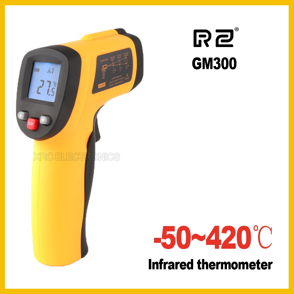 

RZ GM300 Non-Contact 12:1 LCD display IR Infrared Digital Temperature Gun Thermometer -50~380C Emissivity 0.95 12:1