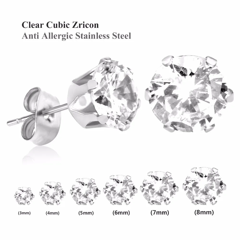 Buy Clear Stud Earrings,Brilliant Round Cut CZ Zircon
