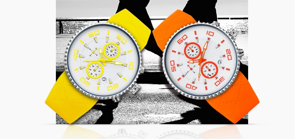 SINOBI спортивные часы модные мужские секундомер силиконовый ремешок хронограф кварцевые часы relojes para hombre erkek kol saati