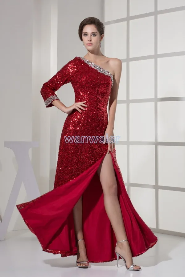 

free shipping 2014 new design rhinestone custom size/color one shoulder crystal hot seller greek dresses sexy long prom dresses