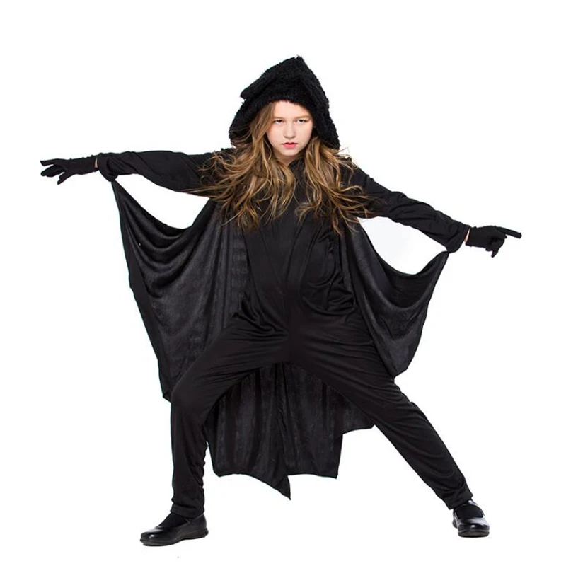 Kids Animal Bat Costume Cosplay Girls Children Halloween Fantasia Fancy Party Dress Up Carnival Kigurumi Batman Outfit