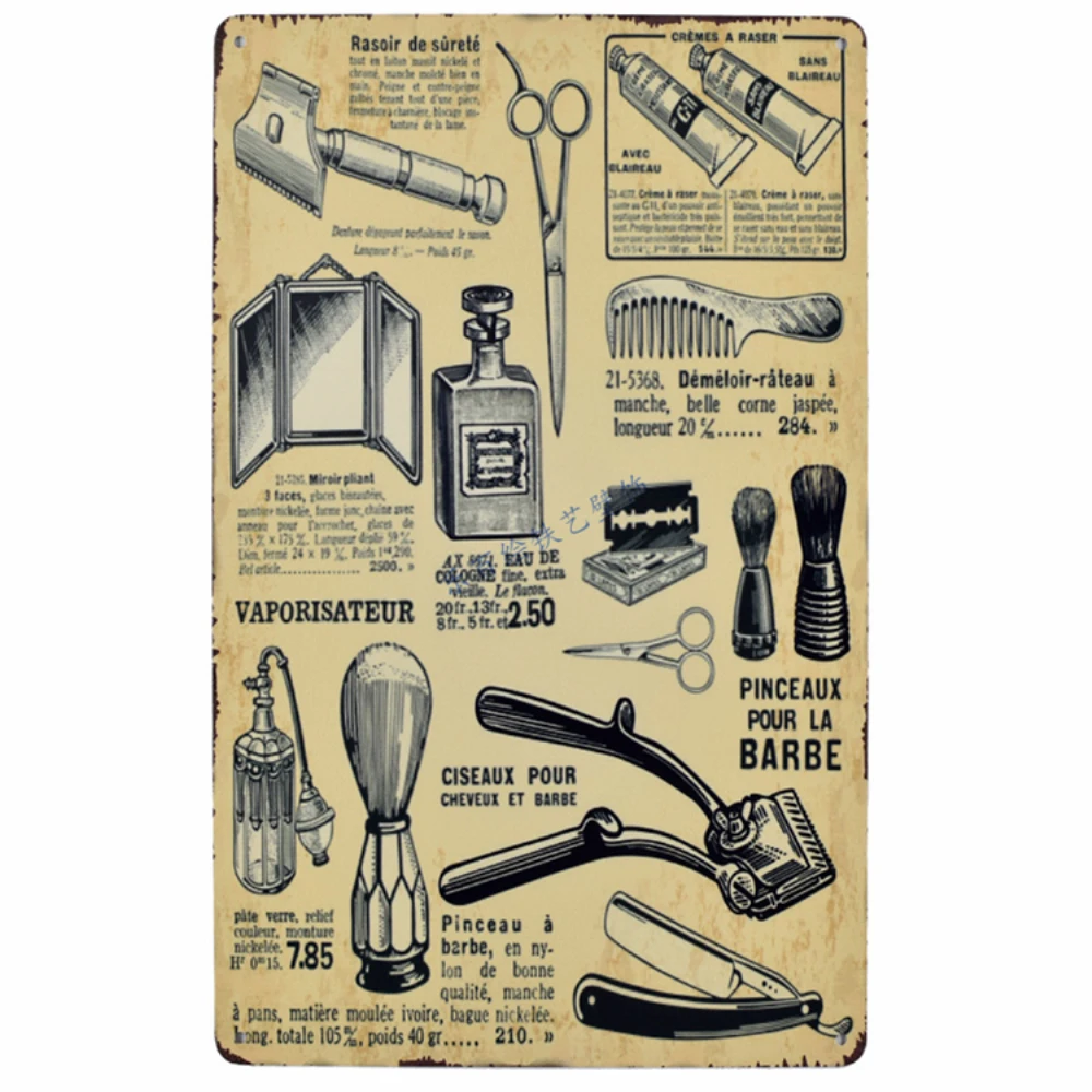 

Vintage Hairdresser Tattoos Patterned Posters Tin Sign Metal painting Tinplate Art Hair Salon Barber Shop Decor 30X20 CM