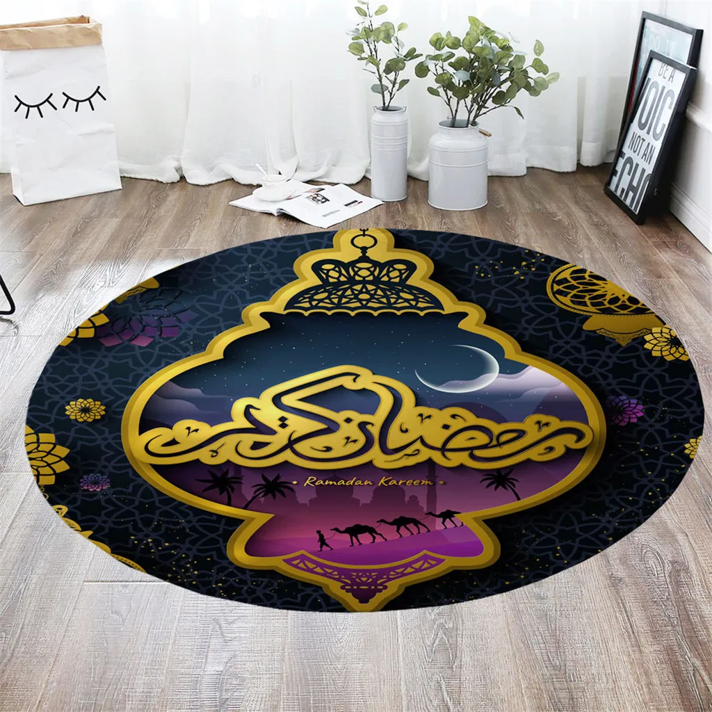 ISHOWTIENDA Рамадан коврик круглый коврик удобные мягкие Moldproof ковер для украшения дома 60x60