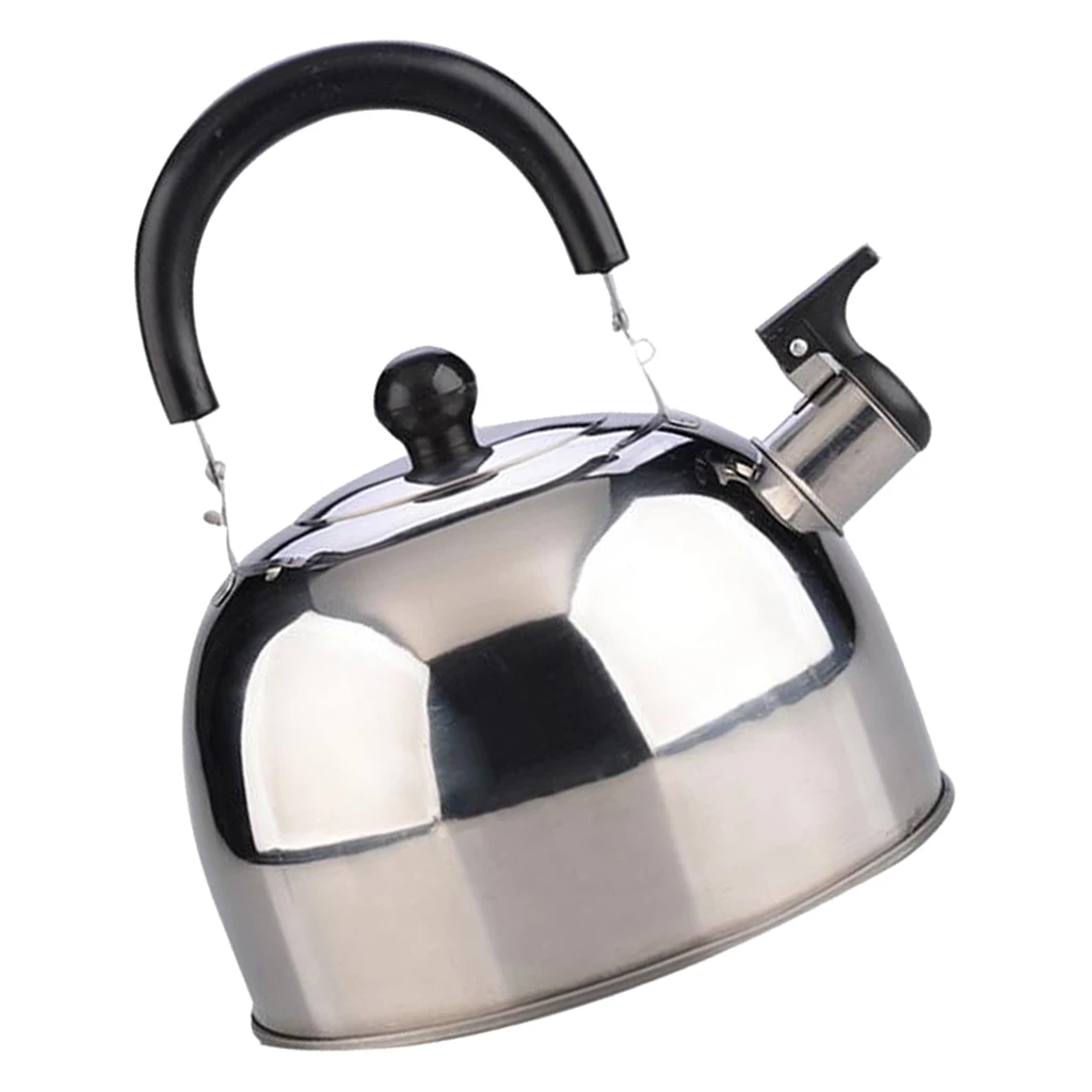 Outdoor Camping Stainless Steel Whistling Kettle Kitchen Tea Pot Silver 3L