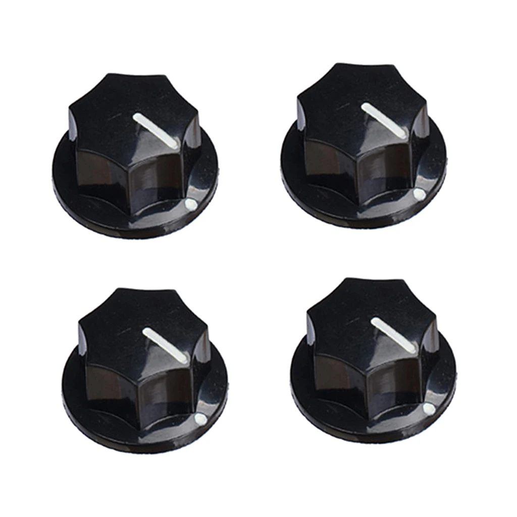 4Pcs 20x11mm Guitar Effect Pedal Knob Cap Cover Heptagon For Guitar Tone Volume Control Button Replacement  Accessories Black