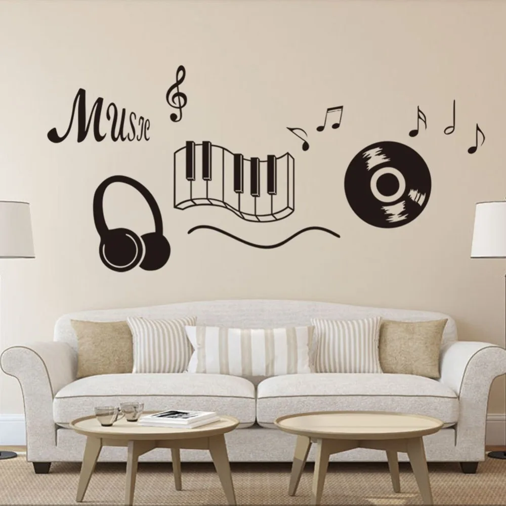 Music CD Piano Wall Sticker Home Decoration Removable Music Notes Wall