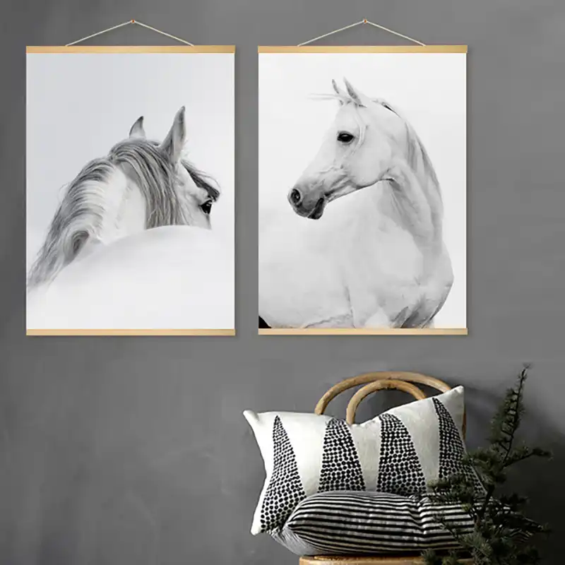 Poster Canvas Printed Painting Black And White Animal Horse Wall Poster Canvas Printed Painting Black